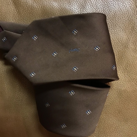 YSL Brown Neck Tie - Picture 3 of 4
